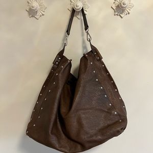 XL Marni brown leather studded hobo